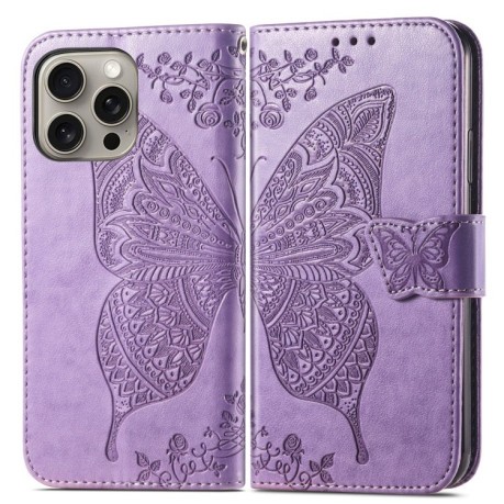 Чохол-книжка Butterfly Love Flower Embossed для iPhone 16 Pro Max - Lavender