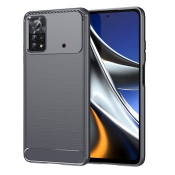 Чохол Brushed Texture Carbon Fiber на Xiaomi Poco X4 Pro 5G - сірий