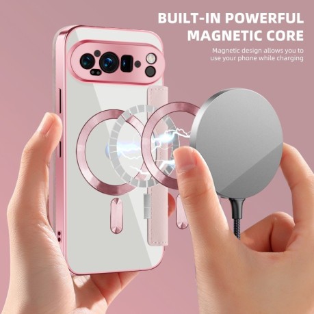 Чохол-книжка Shield MagSafe RFID Anti-theft Leather для Google Pixel 9 Pro XL - рожевий