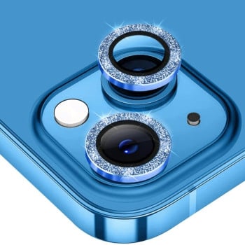 Захисне скло на камеру для ENKAY Hat-Prince Glitter Rear Lens Aluminium для iPhone 15/15 Plus - синє