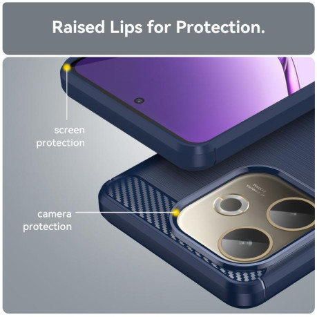 Противоударный чехол Brushed Texture Carbon Fiber на OPPO A5 Pro 4G - синий