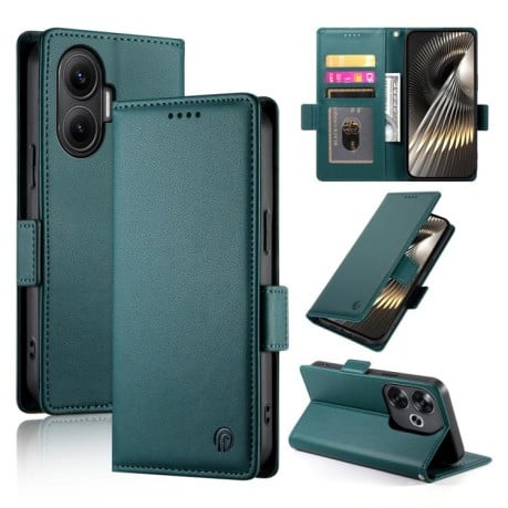 Чехол-книжка Side Buckle Magnetic Frosted Leather для Xiaomi Poco F7 - зеленый