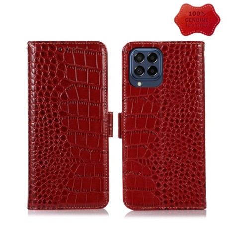 Шкіряний чохол-книжка Crocodile Top Layer для Samsung Galaxy M53 5G - червоний