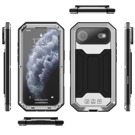 Протиударний чохол R-JUST захист камери + підставка на iPhone Air - сріблястий