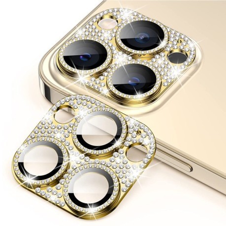 Захисне скло на камеру ENKAY Hat-Prince Blink Diamond Camera Lens Aluminium Alloy для iPhone 15 Pro / 15 Pro Max - золоте
