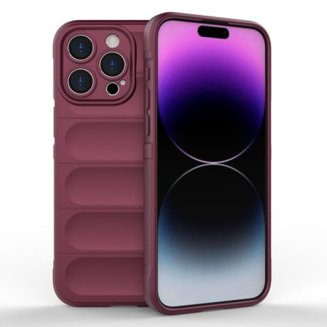 Силіконовий чохол Magic Flannel для iPhone 15 Pro Max – винно-червоний