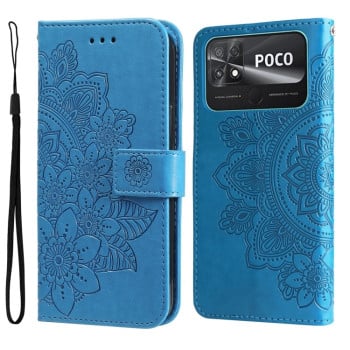Чохол-книжка 7-petal Flowers Embossing для Xiaomi Poco C40/Redmi 10c - синій