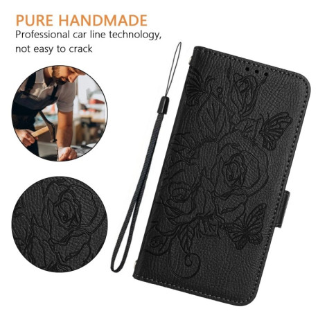 Чехол-книжка Embossed Rose RFID Anti-theft Leather для OnePlus Nord N30 SE 5G - черный