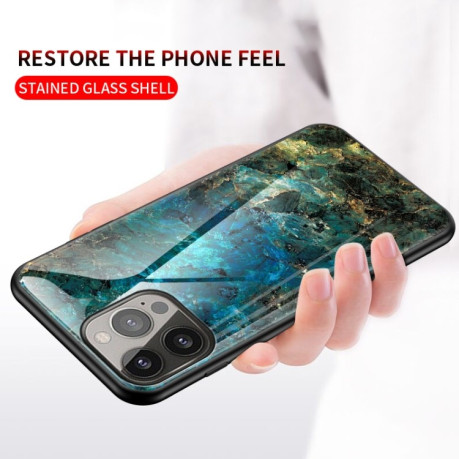 Скляний чохол Marble Pattern для iPhone 13 Pro - Emerald