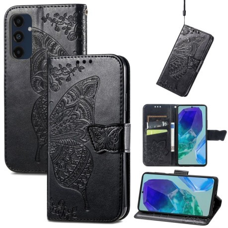 Чохол-книжка Butterfly Love Flower Embossed для Samsung Galaxy A16 - чорний