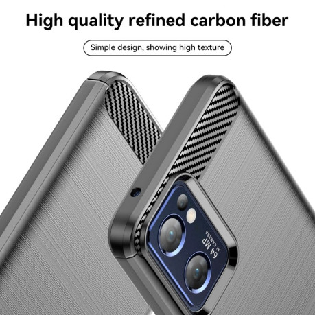 Противоударный чехол Brushed Texture Carbon Fiber на OPPO Reno7 5G Global/ Find X5 Lite/OnePlus Nord CE2 5G  - черный
