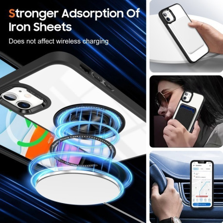 Ударозащитный чехол Magnetic Rotating Ring Holder на iPhone 16 Plus - черный