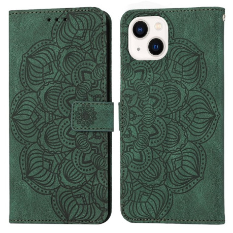 Чехол-книжка Mandala Embossed Flip для iPhone 14 Plus - зеленый