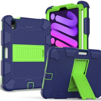Противоударный чехол Two-Color Robot для iPad mini 7/ mini 6 - сине-зеленый