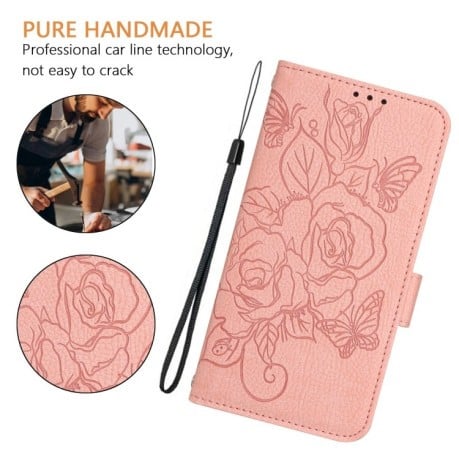 Чехол-книжка Embossed Rose RFID Anti-theft Leather для OnePlus Nord N30 SE 5G - розовый