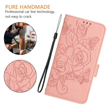 Чехол-книжка Embossed Rose RFID Anti-theft Leather для Realme GT 7 Pro 5G - розовый