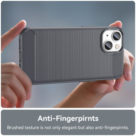 Чехол Brushed Texture Carbon Fiber на iPhone 14 Plus - серый