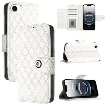 Чохол-книжка Rhombic Texture Flip Leather для iPhone 16e - білий