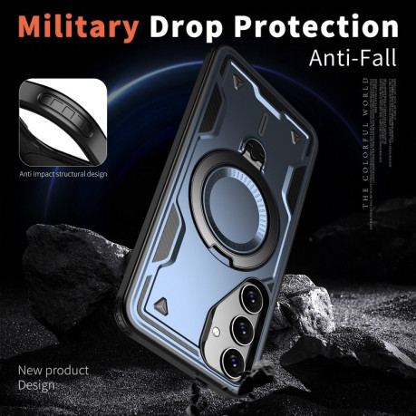 Протиударний чохол MagSafe Holder Armor PC Hybrid для Samsung Galaxy S24 FE 5G - синій