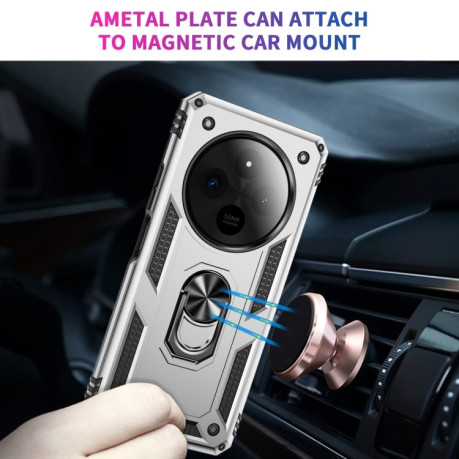 Протиударний чохол HMC 360 Degree Rotating Holder на Xiaomi Redmi 14C 4G/Poco C75/Redmi A4 5G - сріблястий