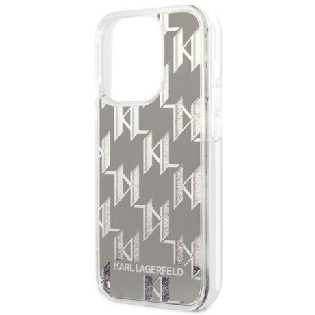 Оригінальний чохол Karl Lagerfeld Liquid Glitter Monogram для iPhone 14 Pro Max - silver
