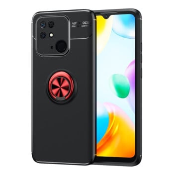 Ударозахисний чохол Metal Ring Holder 360 Degree Rotating на Xiaomi Poco C40/Redmi 10c - чорно-червоний