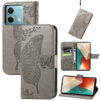 Чехол-книжка Butterfly Love Flower Embossed для Xiaomi Redmi Note 13 5G - серый