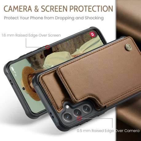 Чехол CaseMe C22 Card Slots Holder RFID Anti-theft для Samsung Galaxy S24 FE 5G - коричневый