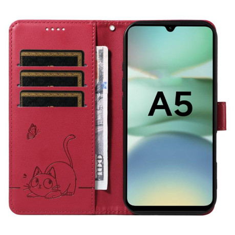 Чехол-книжка Happy Cat Pattern для Xiaomi Redmi A5 4G - красный