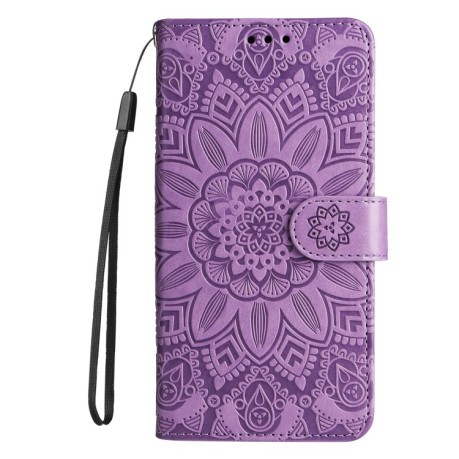 Чехол-книжка Embossed Sunflower для Samsung Galaxy S24 Ultra - фиолетовый