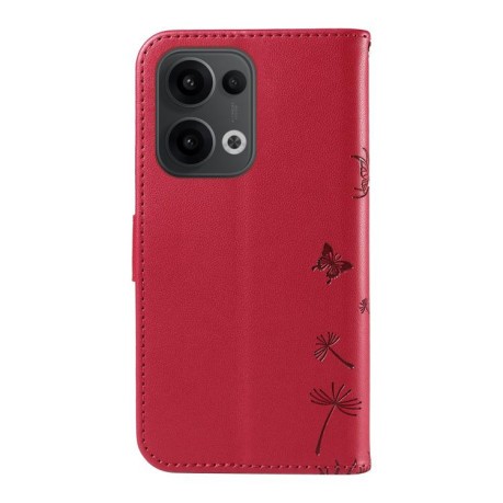 Чехол-книжка Dandelion Embossed Pattern Flip Leather для OPPO Reno13 Global - красный
