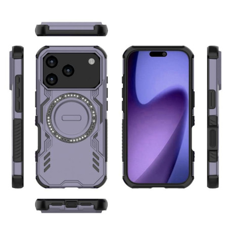 Противоударный чехол Butterfly Armor MagSafe Magnetic Ring Shockproo для iPhone 17 Pro - фиолетовый