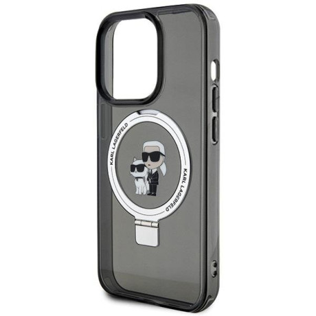 Оригинальный чехол Karl Lagerfeld Ring Stand Karl Choupette MagSafe для iPhone 15 Pro Max - black(KLHMP15XHMRSKCK)