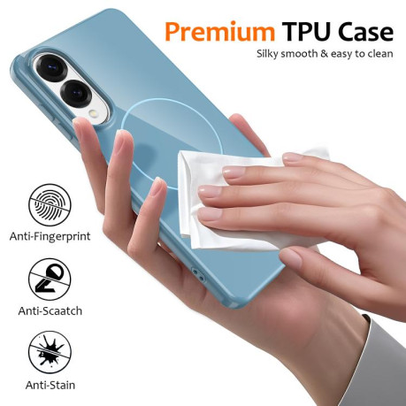 Протиударний чохол Glossy TPU Shockproof MagSafe для Samsung Galaxy S25 Edge 5G - синій