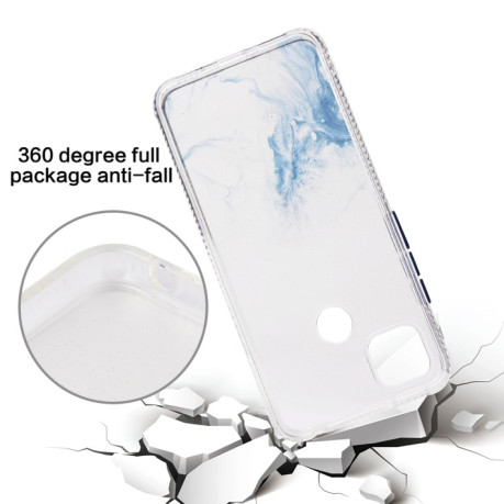 Противоударный чехол Marble Pattern Glittery Powder на Xiaomi Redmi 10A/9C - голубой