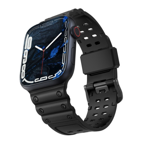 Силіконовий ремінець Waterproof Double Buckle для Apple Watch 10 46mm/Ultra 49mm / Series 8/7 45mm / 44mm / 42mm - чорний