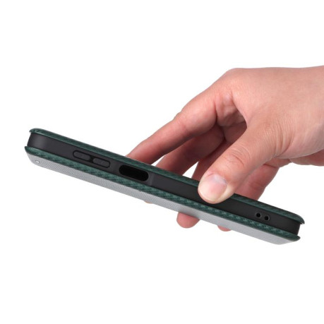 Чехол-книжка Carbon Fiber Texture на Samsung Galaxy M16 5G / F16 5G - зеленый