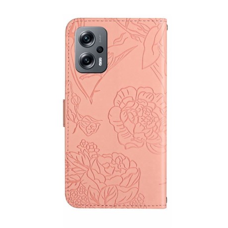 Чехол-книжка Skin Feel Butterfly Embossed для Xiaomi Poco X4 GT - розовый