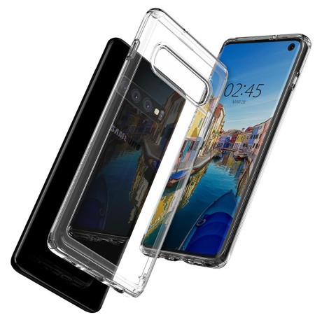 Оригинальный чехол Spigen Crystal Hybrid для Samsung Galaxy S10+ Plus Crystal Clear
