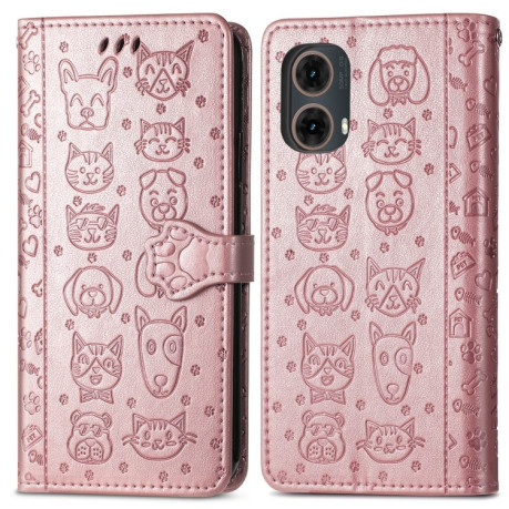Чехол-книжка Cat and Dog для Motorola Moto G85 - розовое золото