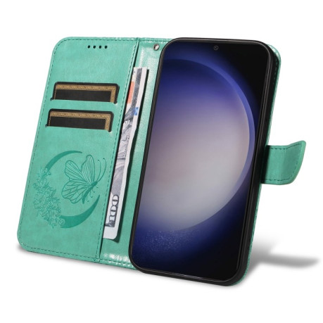 Чохол-книжка Swallowtail Butterfly Embossed Leather для Samsung Galaxy S25+ / S24+ 5G - зелений