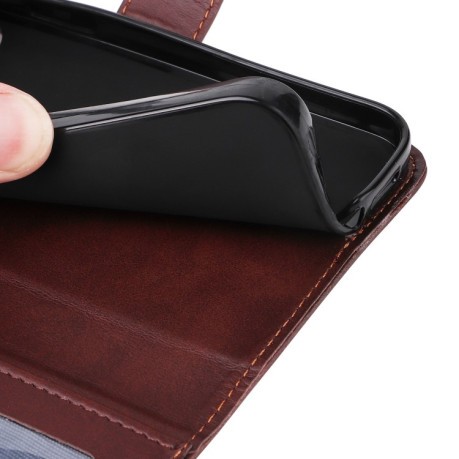 Чехол-книжка Stitching Calf Texture для OPPO Reno12 F/12 FS 4G - коричневый