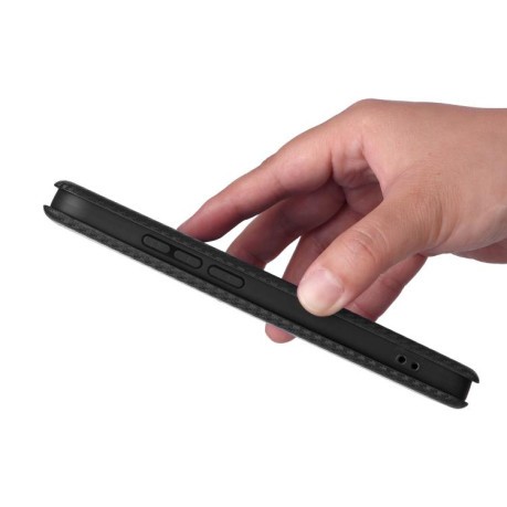 Чехол-книжка Carbon Fiber Texture на Xiaomi Poco F7 5G - чорний