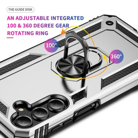 Противоударный чехол HMC 360 Degree Rotating Holder на Samsung Galaxy A16 5G - серебристый