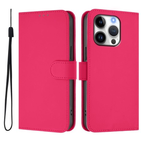 Чохол-книжка Skin Feel S-type для iPhone 16 Pro - пурпурно-червоний