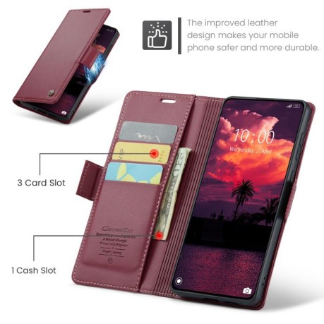 Чохол-книжка CaseMe 023 Butterfly Buckle Litchi Texture RFID Anti-theft Leather для Xiaomi Poco X7 Pro - червоний