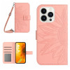 Чехол-книжка Skin Feel Sun Flower для iPhone 15 Pro - розовый