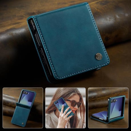 Чохол-книжка CaseMe 033 з фактурою Calf та захистом від сканування RFID на Samsung Galaxy Filp 7 5G - зелений
