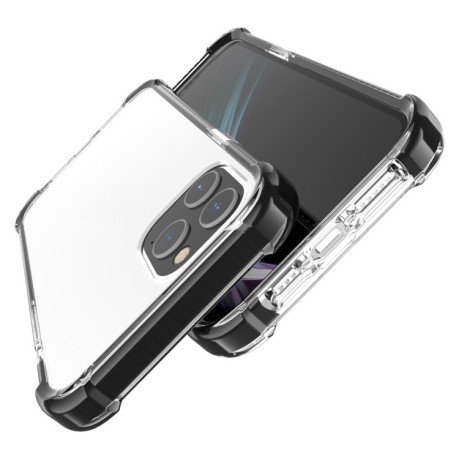 Противоударный акриловый чехол Four-corner на iPhone 12 Mini - прозрачно-черный