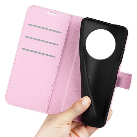 Чохол-книжка Litchi Texture Horizontal Flip Leather на Realme 14 Pro+ - рожевий